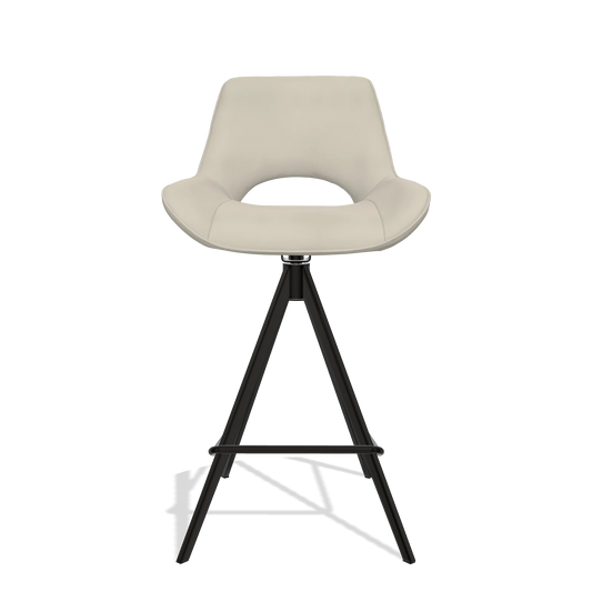 Sgabello da bar Matera 6483 in Pelle A822 (grigio chiaro), gambe in nero, vista frontale