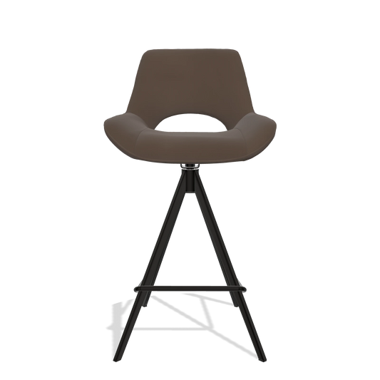 Sgabello da bar Matera 6483 in Pelle A825 (marrone), gambe in nero, vista frontale