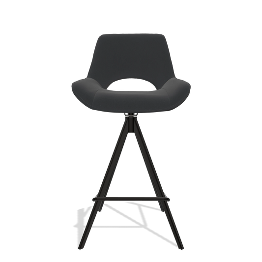 Sgabello da bar Matera 6483 in Pelle B500 (nero), gambe in nero, vista frontale