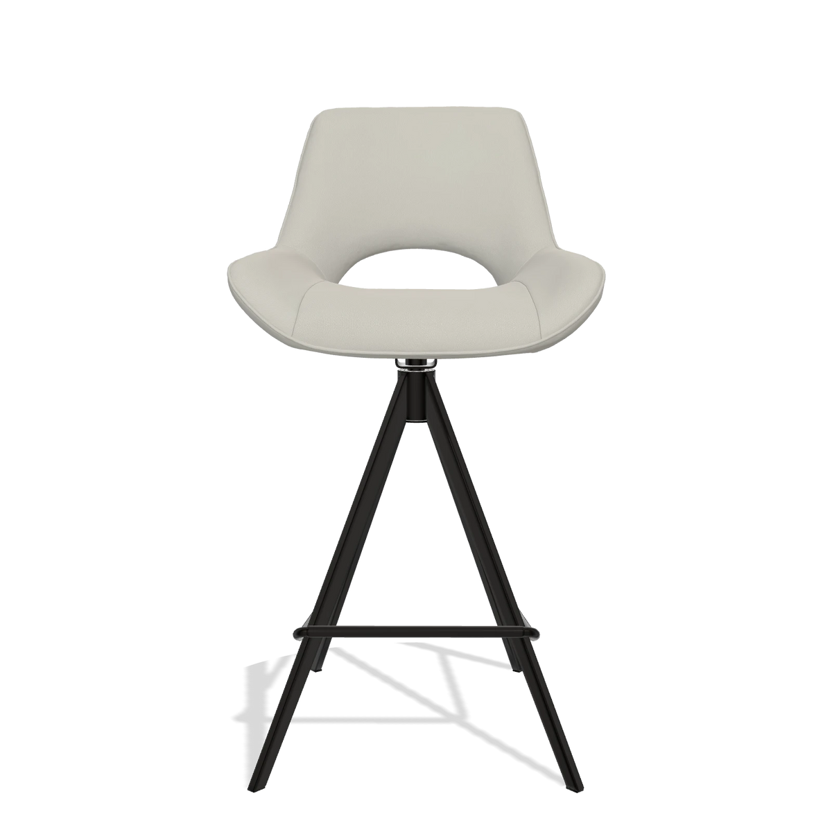 Tabouret de bar Matera 6483 en Cuir B506 (gris clair), pieds en noir, vue de face