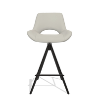 Tabouret de bar Matera 6483 en Cuir B506 (gris clair), pieds en noir, vue de face