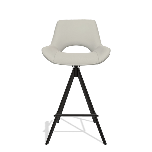 Sgabello da bar Matera 6483 in Pelle B506 (grigio chiaro), gambe in nero, vista frontale