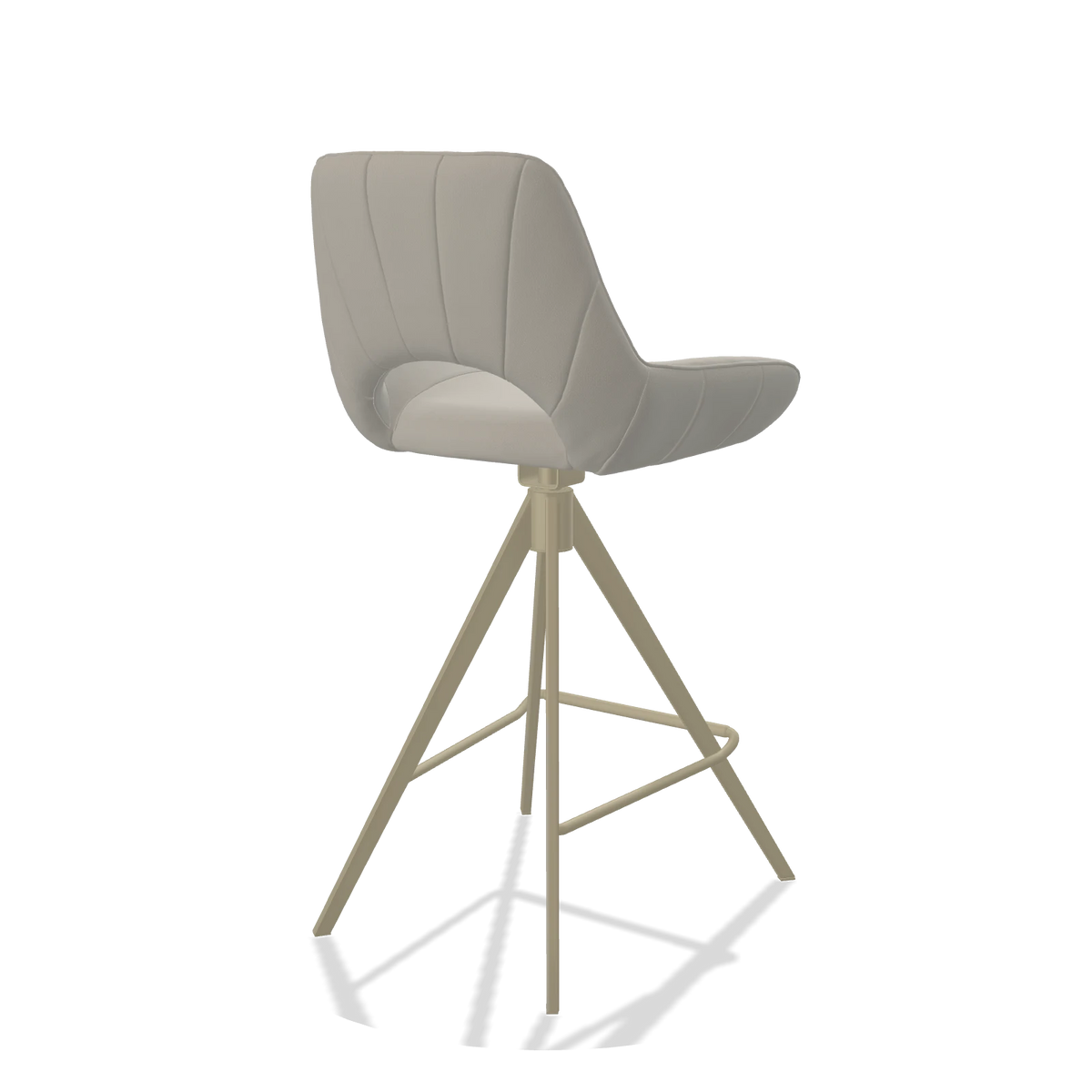 Tabouret de bar Matera 6483 en Cuir B506 (gris clair), pieds en champagne, vue de trois-quarts arrière