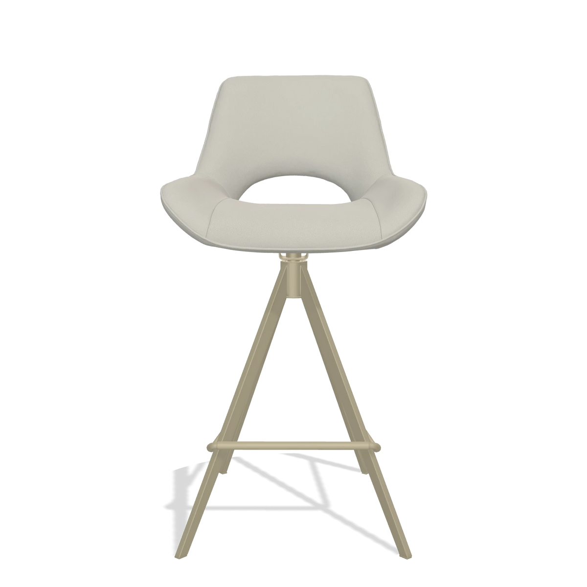 Tabouret de bar Matera 6483 en Cuir B506 (gris clair), pieds en champagne, vue de face