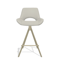 Tabouret de bar Matera 6483 en Cuir B506 (gris clair), pieds en champagne, vue de face