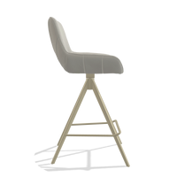 Tabouret de bar Matera 6483 en Cuir B506 (gris clair), pieds en champagne, vue de profil