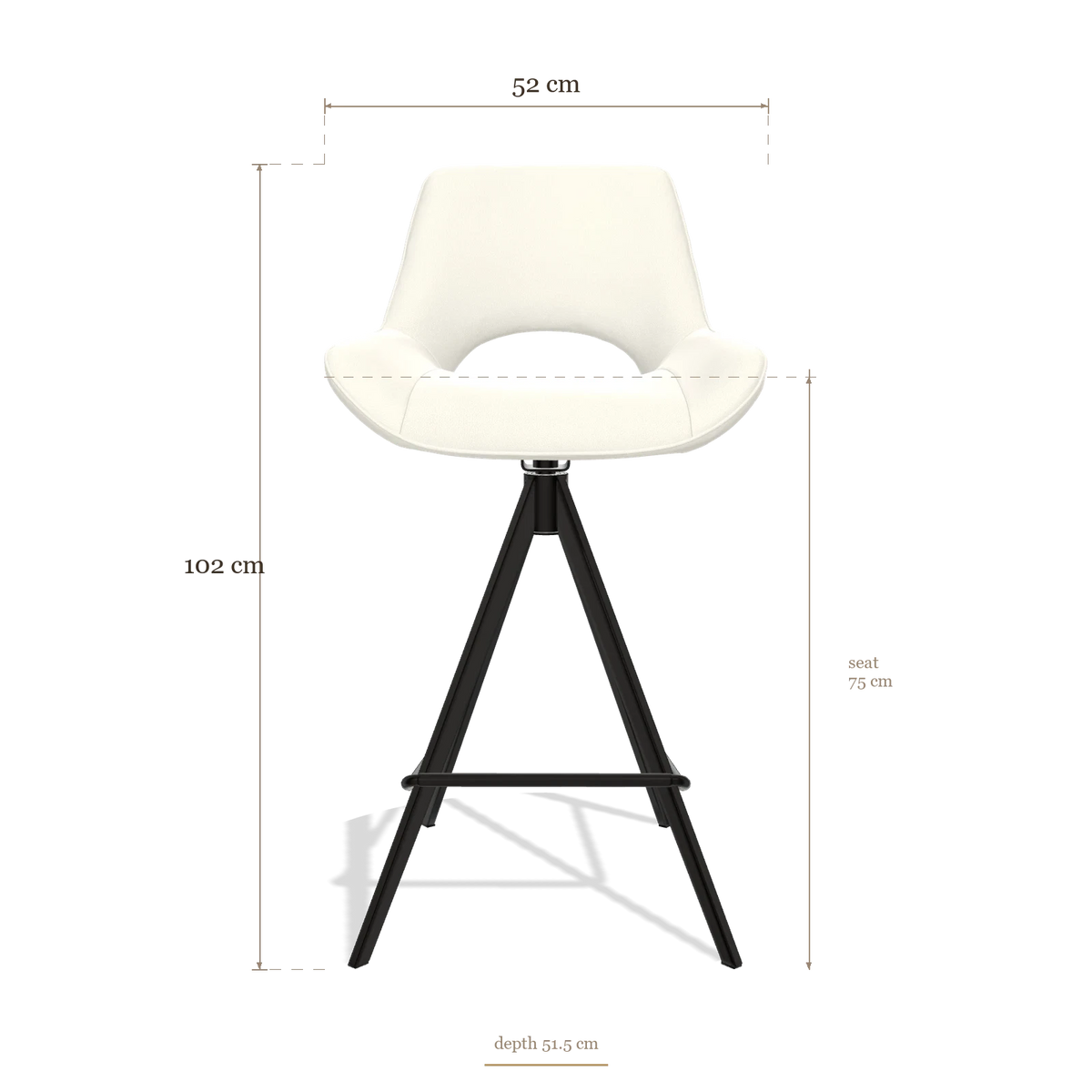 Tabouret de bar Matera 6483, dimensions 52 x 51.5 x 102 cm