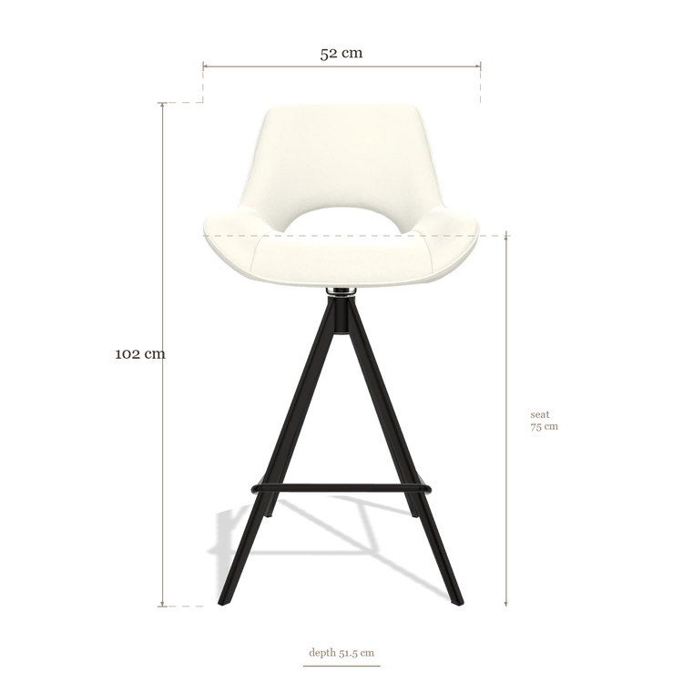 Tabouret de bar Matera 6483, dimensions 52 x 51.5 x 102 cm