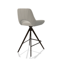 Tabouret de bar Matera 6483 en Cuir B506 (gris clair), pieds en espresso, vue de trois-quarts arrière