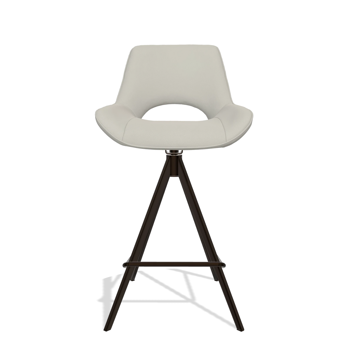 Tabouret de bar Matera 6483 en Cuir B506 (gris clair), pieds en espresso, vue de face