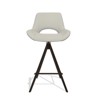 Tabouret de bar Matera 6483 en Cuir B506 (gris clair), pieds en espresso, vue de face