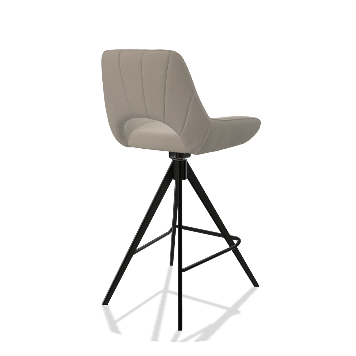Tabouret de bar Matera 6483 en Cuir B514 (gris clair), pieds en noir, vue de trois-quarts arrière
