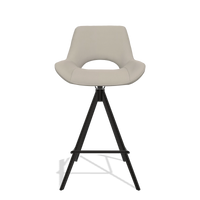 Tabouret de bar Matera 6483 en Cuir B514 (gris clair), pieds en noir, vue de face