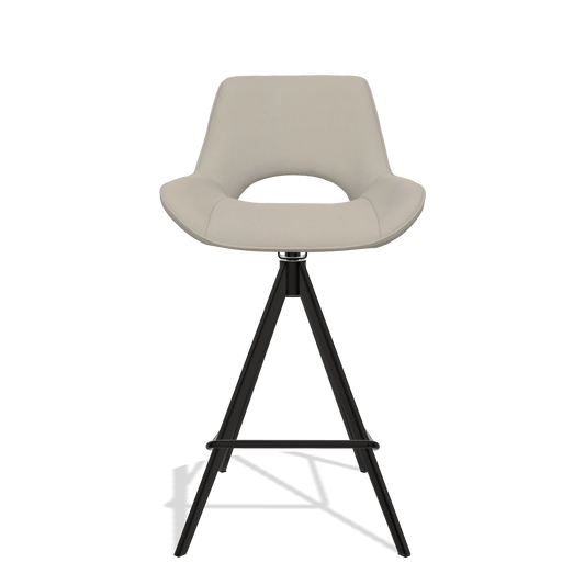 Sgabello da bar Matera 6483 in Pelle B514 (grigio chiaro), gambe in nero, vista frontale
