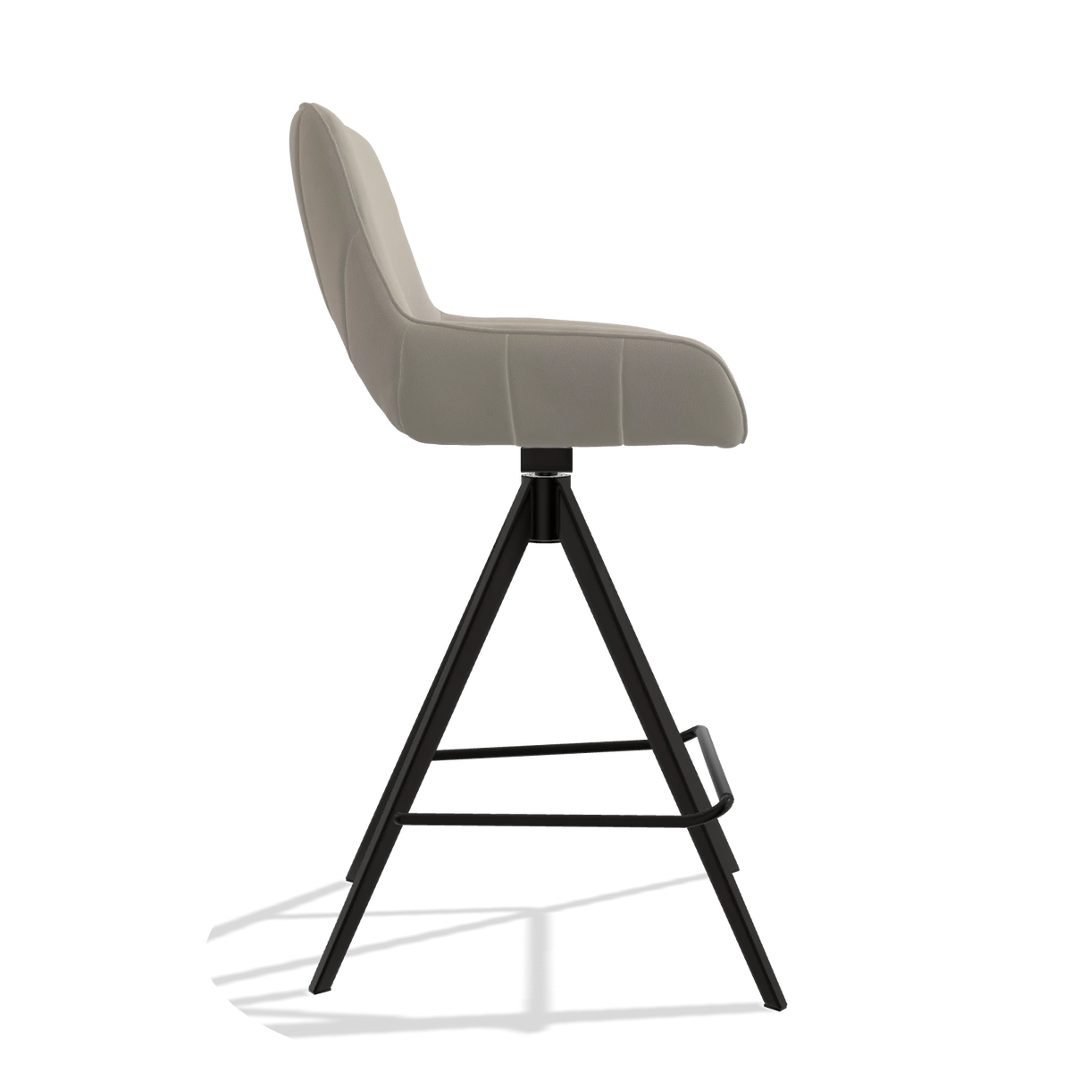 Tabouret de bar Matera 6483 en Cuir B514 (gris clair), pieds en noir, vue de profil
