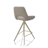 Tabouret de bar Matera 6483 en Cuir B514 (gris clair), pieds en champagne, vue de trois-quarts arrière