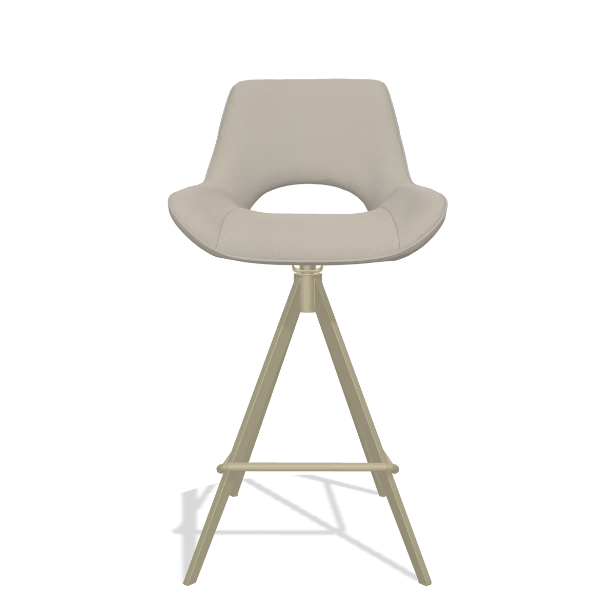 Tabouret de bar Matera 6483 en Cuir B514 (gris clair), pieds en champagne, vue de face