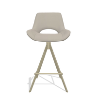 Tabouret de bar Matera 6483 en Cuir B514 (gris clair), pieds en champagne, vue de face