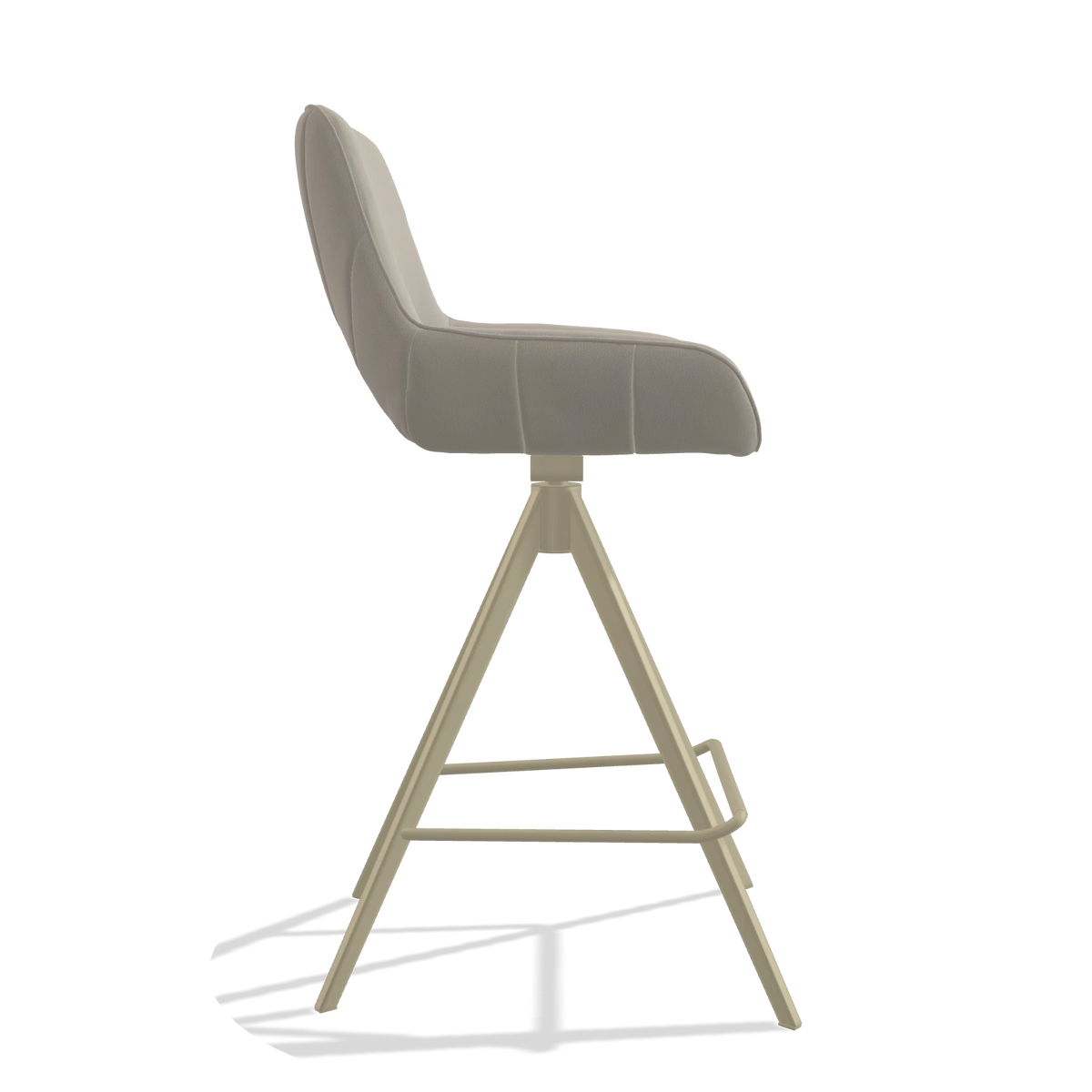 Tabouret de bar Matera 6483 en Cuir B514 (gris clair), pieds en champagne, vue de profil