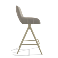 Tabouret de bar Matera 6483 en Cuir B514 (gris clair), pieds en champagne, vue de profil