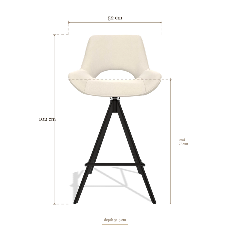 Tabouret de bar Matera 6483, dimensions 52 x 51.5 x 102 cm