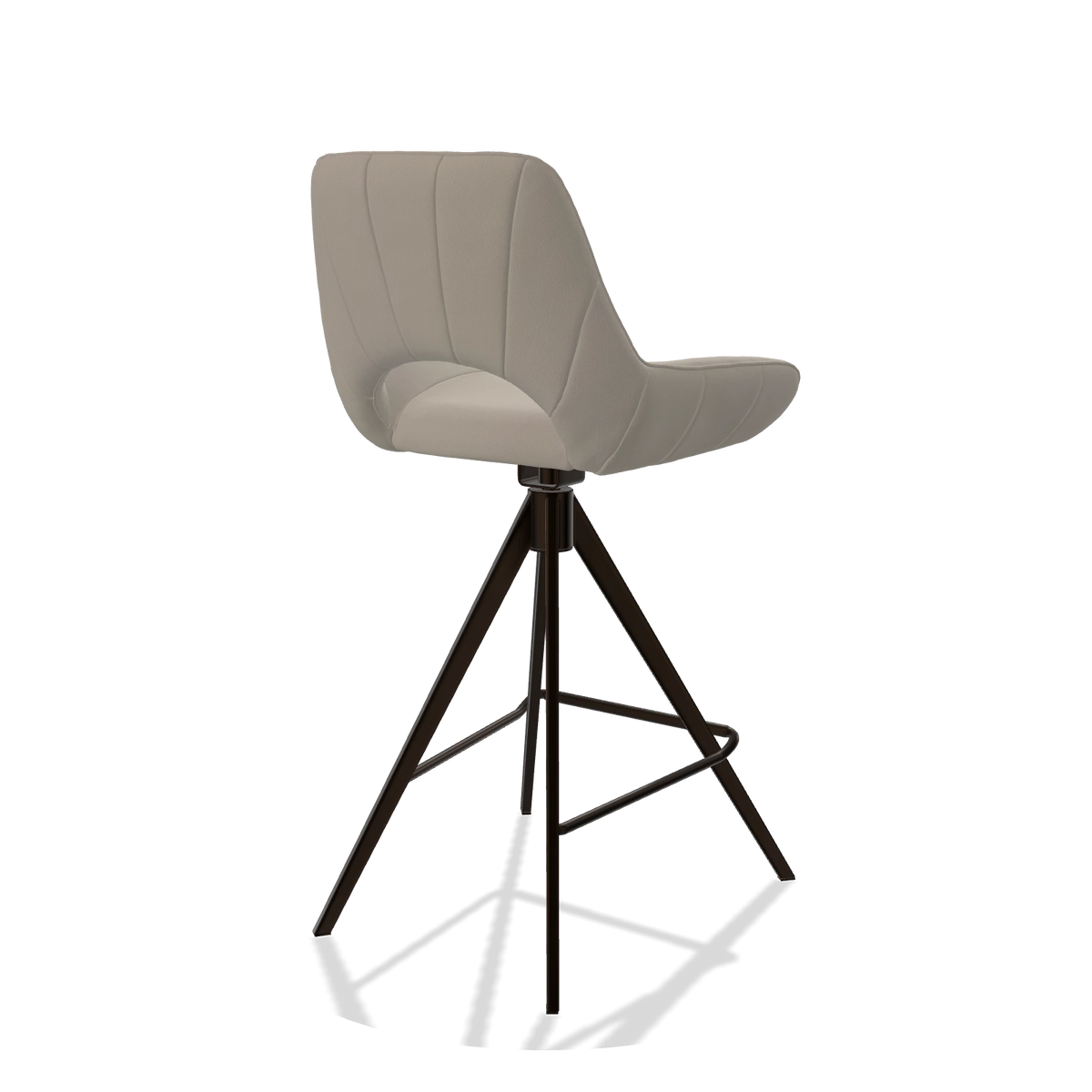 Tabouret de bar Matera 6483 en Cuir B514 (gris clair), pieds en espresso, vue de trois-quarts arrière