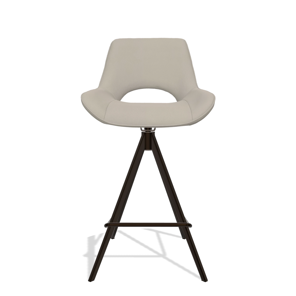 Tabouret de bar Matera 6483 en Cuir B514 (gris clair), pieds en espresso, vue de face