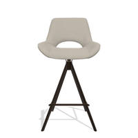 Tabouret de bar Matera 6483 en Cuir B514 (gris clair), pieds en espresso, vue de face