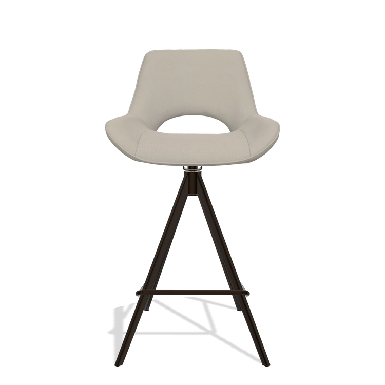 Tabouret de bar Matera 6483 en Cuir B514 (gris clair), pieds en espresso, vue de face
