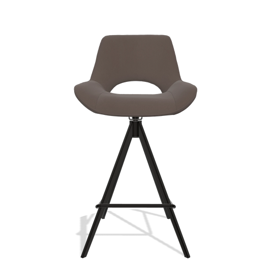 Sgabello da bar Matera 6483 in Pelle B535 (marrone), gambe in nero, vista frontale