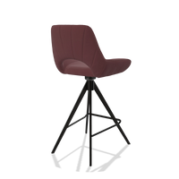 Tabouret de bar Matera 6483 en Cuir B554 (marron), pieds en noir, vue de trois-quarts arrière