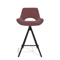 Tabouret de bar Matera 6483 en Cuir B554 (marron), pieds en noir, vue de face