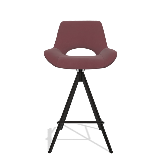 Sgabello da bar Matera 6483 in Pelle B554 (marrone), gambe in nero, vista frontale