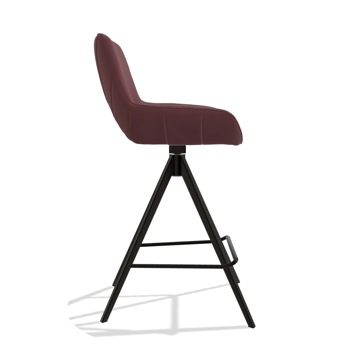 Tabouret de bar Matera 6483 en Cuir B554 (marron), pieds en noir, vue de profil