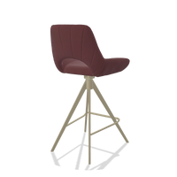 Tabouret de bar Matera 6483 en Cuir B554 (marron), pieds en champagne, vue de trois-quarts arrière