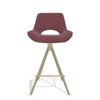 Tabouret de bar Matera 6483 en Cuir B554 (marron), pieds en champagne, vue de face
