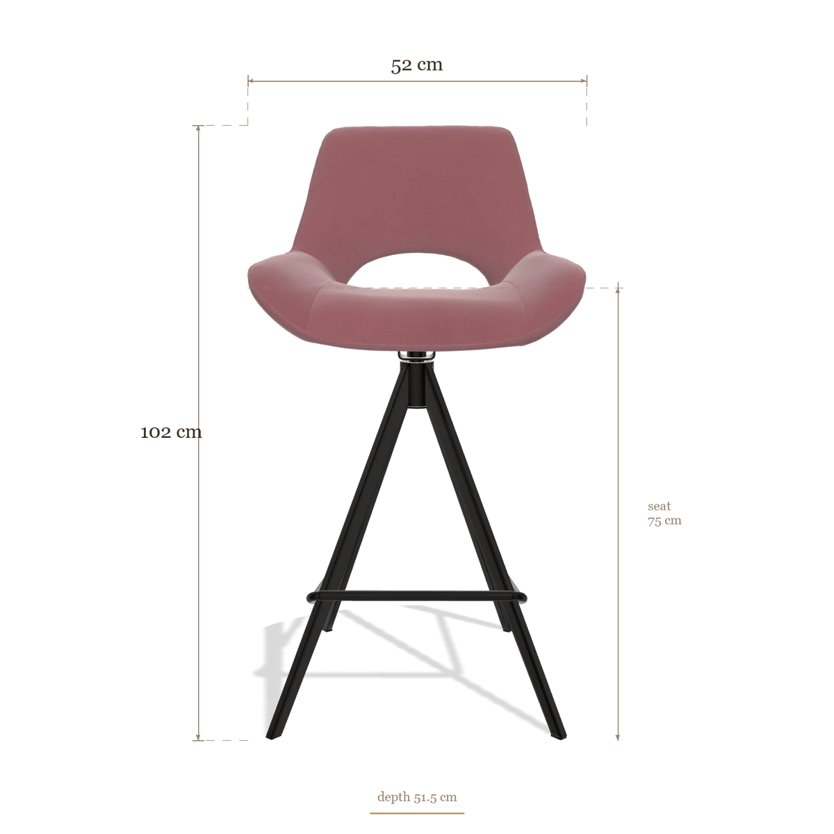 Tabouret de bar Matera 6483, dimensions 52 x 51.5 x 102 cm