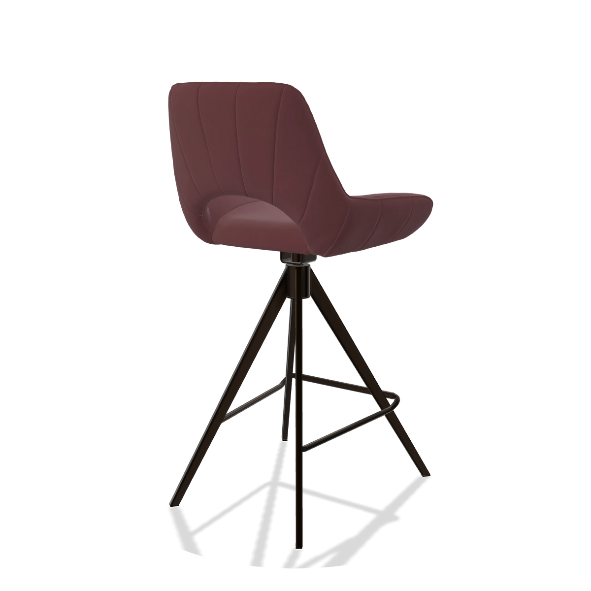 Tabouret de bar Matera 6483 en Cuir B554 (marron), pieds en espresso, vue de trois-quarts arrière