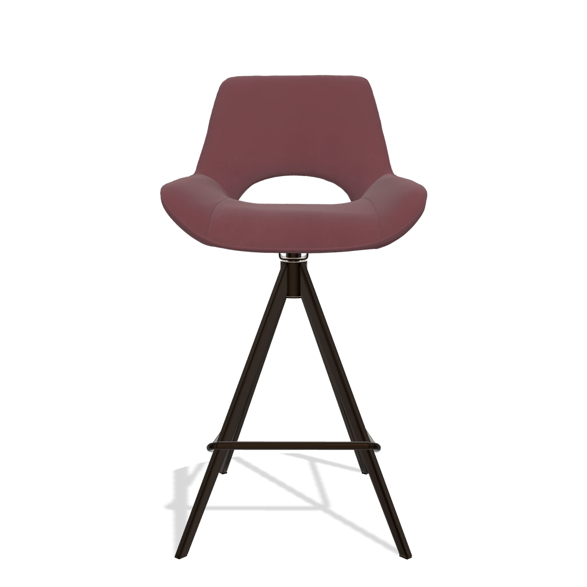 Tabouret de bar Matera 6483 en Cuir B554 (marron), pieds en espresso, vue de face