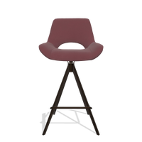 Tabouret de bar Matera 6483 en Cuir B554 (marron), pieds en espresso, vue de face