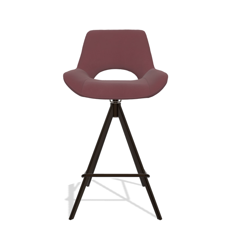 Tabouret de bar Matera 6483 en Cuir B554 (marron), pieds en espresso, vue de face