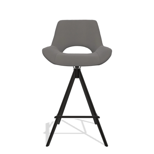 Sgabello da bar Matera 6483 in Pelle B584 (grigio scuro), gambe in nero, vista frontale
