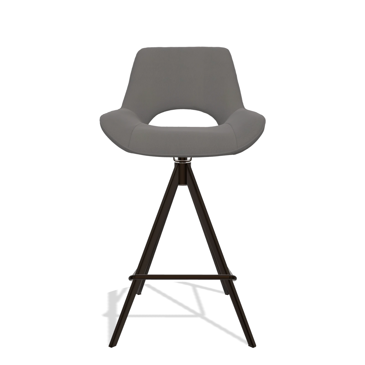 Barstoel Matera 6483 in Leder B584 (donkergrijs), poten in espresso, vooraanzicht