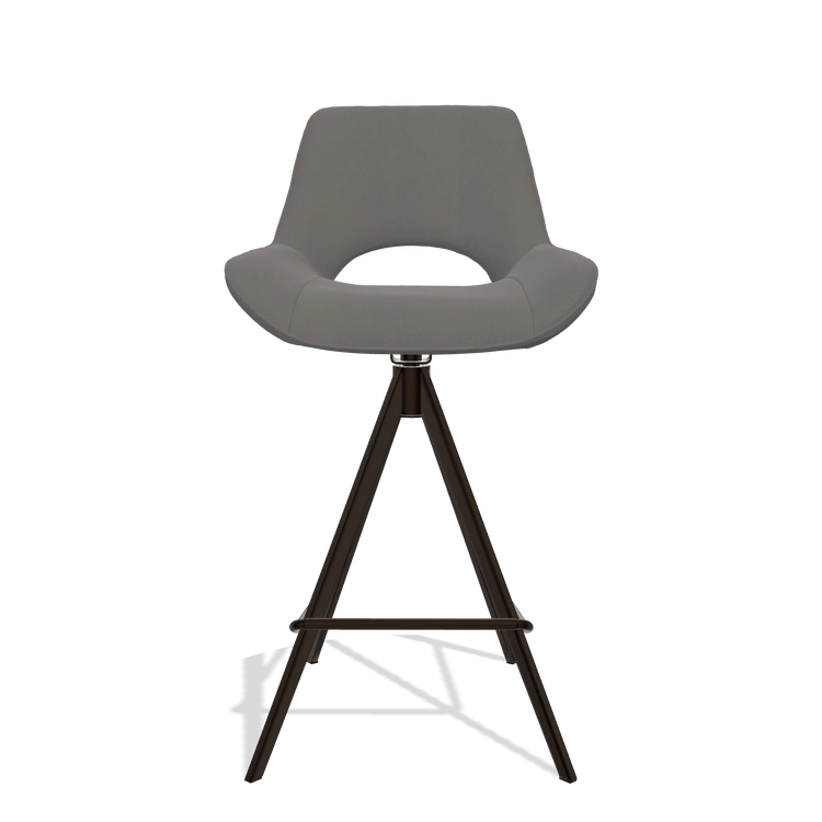 Barstoel Matera 6483 in Leder B584 (donkergrijs), poten in espresso, vooraanzicht