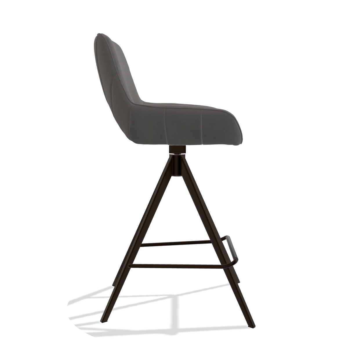 Barstoel Matera 6483 in Leder B584 (donkergrijs), poten in espresso, zijaanzicht
