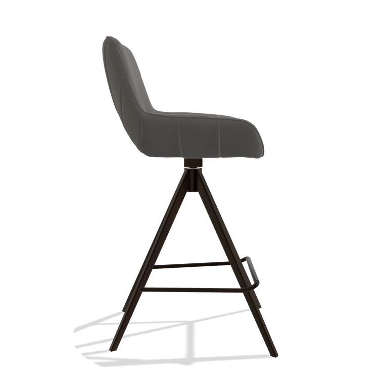Barstoel Matera 6483 in Leder B584 (donkergrijs), poten in espresso, zijaanzicht