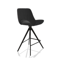 Tabouret de bar Matera 6483 en Cuir B900 (noir), pieds en noir, vue de trois-quarts arrière
