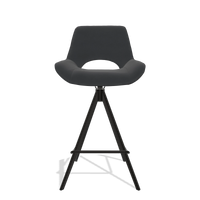 Tabouret de bar Matera 6483 en Cuir B900 (noir), pieds en noir, vue de face