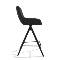Tabouret de bar Matera 6483 en Cuir B900 (noir), pieds en noir, vue de profil