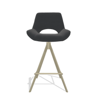 Tabouret de bar Matera 6483 en Cuir B900 (noir), pieds en champagne, vue de face
